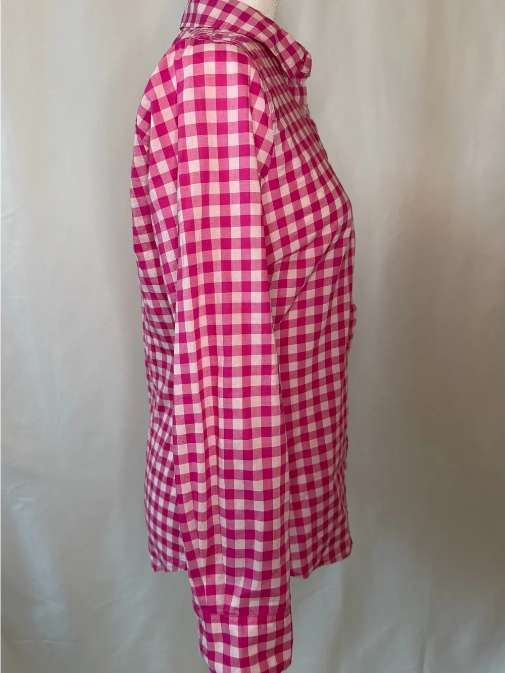 J.Crew Pink Gingham Button Down Shirt Small 100% Cotton